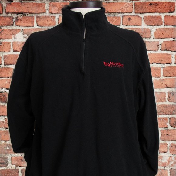 Vtg McAfee Security Men's Fleece Pullover XL Black - Picture 1 of 12